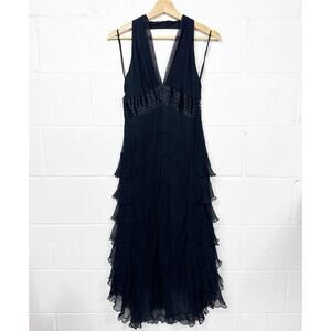 Vintage Max Azria Y2K‎ Silk Fairy Grunge Midi Dress Womens 4 Whimsy Goth Vamp